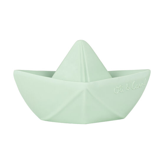Mint green origami boat teether toy